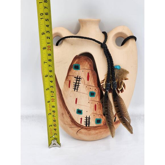 Pueblo Legend Canteen Southern Style Pottery Water Jug Handpaint Pueblo Indians - Picture 9 of 12